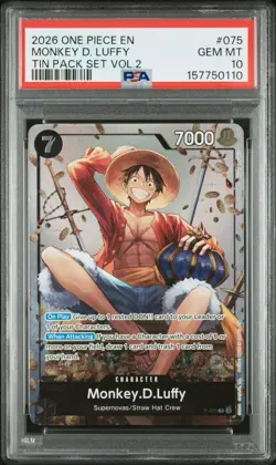 Monkey.D.Luffy (Tin Pack Set Vol. 2) P-075 One Piece Promotion Cards: PSA 10 - Image 1