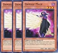Yugioh - Damage Mage x 3 - NM - Free Holographic Card - Image 1