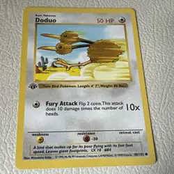 Doduo 48/102 Shadowless Base Set Common 1999 English Pokemon Card TCG - Image 1