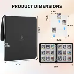 Trading Card Binder with Sleeves 9 Pocket Premium 720 Double Sided Pocket PU ... - Image 2