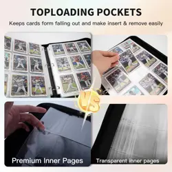 Trading Card Binder with Sleeves 9 Pocket Premium 720 Double Sided Pocket PU ... - Image 3