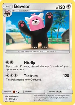 Bewear 111/147 SM - Burning Shadows Pokemon Card NM - Image 1