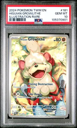 PSA 10 Hisuian Growlithe 181/167 Twilight Masquerade IR Pokemon TCG GEM MINT - Image 1