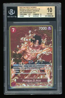 2025 ONE PIECE JAPANESE 2ND ANNIVERSARY SET ENG #OP02-013 PORTGAS D ACE BGS 10 - Image 1