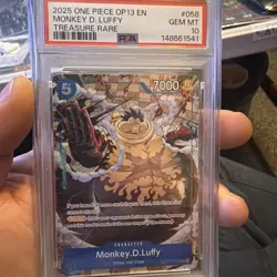 2025 One Piece OP13 Monkey D. Luffy Treasure Rare #058 PSA 10 GEM MINT - Image 1