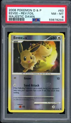 Eevee Reverse Holo 63/100 Majestic Dawn Pokemon PSA 8 - Image 1