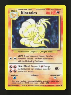 Ninetales 12/102 Holo Rare Base Set Unlimited Pokemon Damaged - Image 1