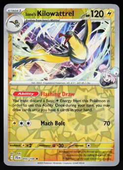 Iono's Kilowattrel 055/159 Rare Journey Together Pokemon Reverse Holo NM - Image 1