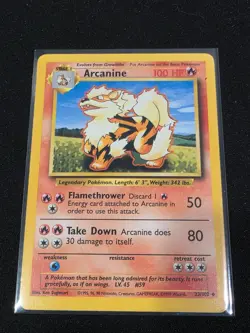ARCANINE 23/102 Uncommon Base Set Unlimited Pokemon Lightly Played - Image 1