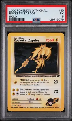 2000 POKEMON GYM CHALLENGE HOLO #15 ROCKET'S ZAPDOS PSA 5 - Image 1
