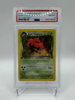 2000 Pokemon TCG Rocket 1st Edition #13 Dark Vileplume Holo w/ Swirl PSA 8 NM-MT - Image 2