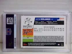 2006 Topps Justin Verlander RC PSA Gem Mint 10 Card #641 MLB Detroit Tigers - Image 3