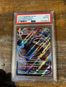 POKEMON 2022 Brilliant Stars Full Art AGGRON Vmax #097 PSA 8 RARE - Image 1