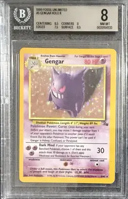 Pokemon Gengar 5/62 Fossil Unlimited Holo 1999 BGS 8 Holo Rare English - Image 1