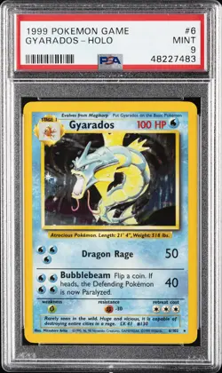 1999 POKEMON BASE SET UNLIMITED #6 GYARADOS-HOLO PSA 9 - Image 1