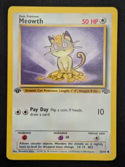 1st Edition Meowth 56/64 Jungle WOTC 1999 Pokemon Card TCG - Image 1
