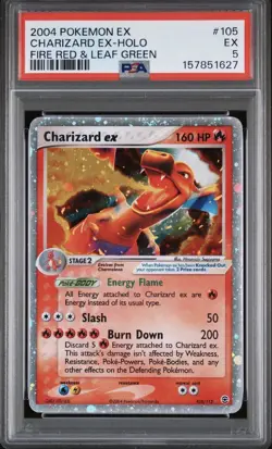 2004 POKEMON EX FIRE RED & LEAF GREEN CHARIZARD EX-HOLO #105 PSA 5 - Image 1