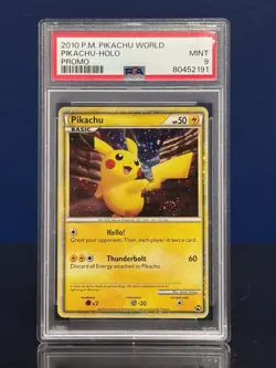 PSA 9 Pikachu Holo 2010 Pikachu World Collection English Promo PW1 SWIRL - Image 1