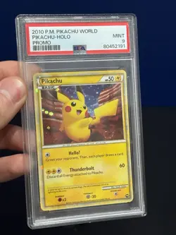 PSA 9 Pikachu Holo 2010 Pikachu World Collection English Promo PW1 SWIRL - Image 3