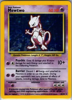 Mewtwo 10/102 Holo Base Set - Pokemon Card - NM - Image 1