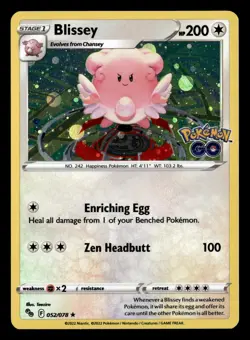Blissey 052/078 Cosmos Holo Promo Pokemon Go Promo Pokemon Card - Image 2