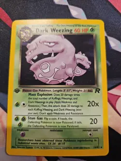 Pokemon Dark Weezing 1st Edition Holo Rare Card 2000 14/82 - Image 1