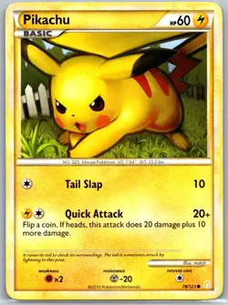 Pikachu 78/123 Common HeartGold & SoulSilver Pokemon Moderately Played - Image 1