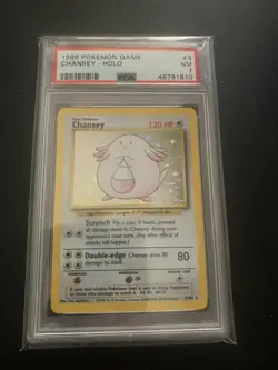 1999 POKEMON BASE SET UNLIMITED #3 CHANSEY-HOLO - PSA 7 - Image 1