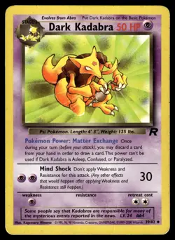 DARK KADABRA - 39/82 Uncommon Team Rocket Pokemon Unlimited MP - Image 1