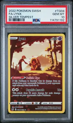 2022 Pokemon Sword & Shield Silver Tempest Silver Tempest Fa/Jynx 10 PSA #TG04 - Image 1