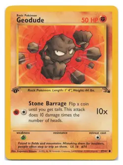 Pokemon TCG Geodude Fossil 47 Regular 1st Edition Common - Image 1