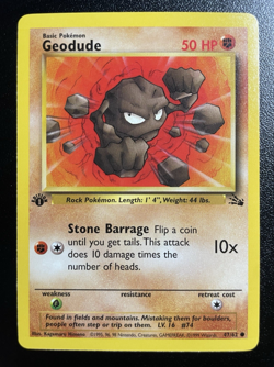 Geodude 47/62 1st Edition Fossil Set Pokemon 1999 English NM - Image 1