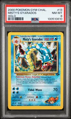 Misty's Gyarados 13/132 Holo Rare Gym Challenge 2000 Pokemon English PSA 8 - Image 1