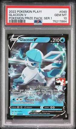 PSA 10 Gem Mint 2022 POKEMON PLAY! POKEMON PRIZE PACK: SERIES 1 #040 Glaceon V - Image 1
