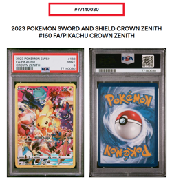Pikachu 160/159 Crown Zenith Full Art PSA 9 Graded Pokemon Slab - Image 2