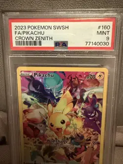 Pikachu 160/159 Crown Zenith Full Art PSA 9 Graded Pokemon Slab - Image 3