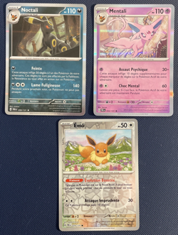 Lot 3 Cartes Pokemon Evolition Ev 8.5 FR Noctali & Mentali HOLO, Evoli Reverse - Image 1