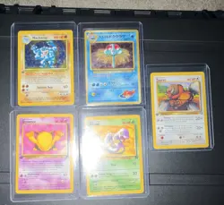 Pokemon TCG Base Set 1st Edition 5-Card Lot Machamp Drowzee Ekans Tauros, and jp - Image 1