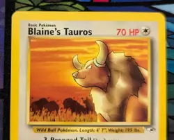 Blaine's Tauros 64/132 Gym Heroes Pokemon Tcg Vintage Wotc Lightly Played - Image 2
