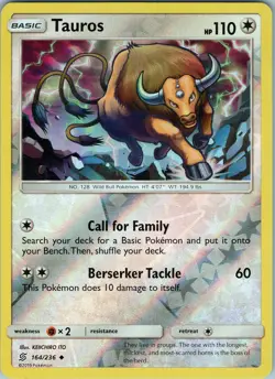 Tauros 164/236 Uncommon - Pokemon TCG SM: Unified Minds - Reverse Holo (NM) - Image 1