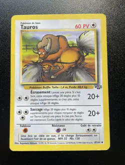 Pokemon TCG Tauros 47/64 Jungle Unlimited Regular Rare 60 HP French 2000 - Image 1