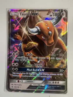 Pokemon TCG Tauros GX Sun & Moon 100/149 Holo Ultra Rare - Image 1