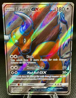 Pokemon TCG Tauros GX Sun & Moon Base Set 144/149 Holo Full Art Ultra Rare - Image 1
