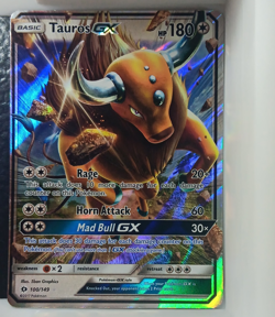 Tauros GX 100/149 SM Base Set Ultra Rare Holo 180 HP Basic Pokemon TCG Eng - Image 1