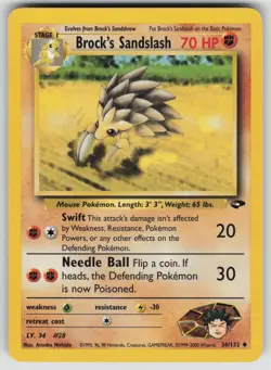 Brock's Sandslash 36/132 Uncommon Gym Challenge Pokemon Unlimited Lightly Played - Image 1