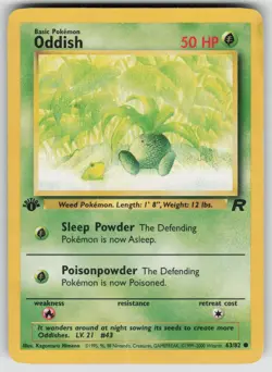 Oddish 63/82 Common Team Rocket Pokemon 1st Edition Damaged - Image 1