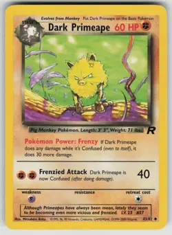 Dark Primeape 43/82 Uncommon Team Rocket Pokemon Unlimited Moderately Played - Image 1