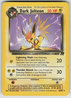 Dark Jolteon 38/82 Uncommon Team Rocket Pokemon Unlimited Moderately Played - Image 1