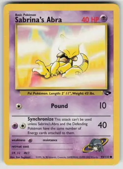 Sabrina's Abra 93/132 Common Gym Challenge Pokemon Unlimited Moderately Played - Image 1
