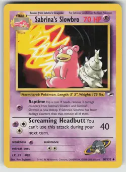 Sabrina's Slowbro 60/132 Uncommon Gym Heroes Pokemon Unlimited Moderately Played - Image 1